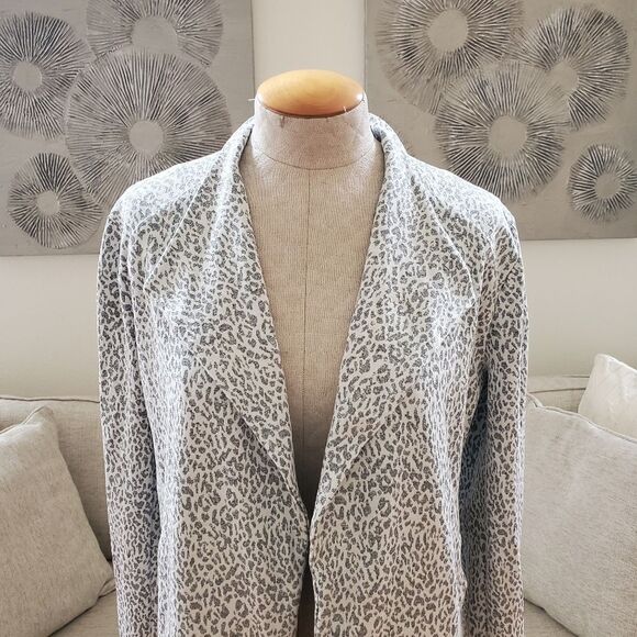 ✨ NIC + ZOE ✨ Leo Leopard Print Soft Blazer Jacket - [Large, Grey] - Picture 4 of 11